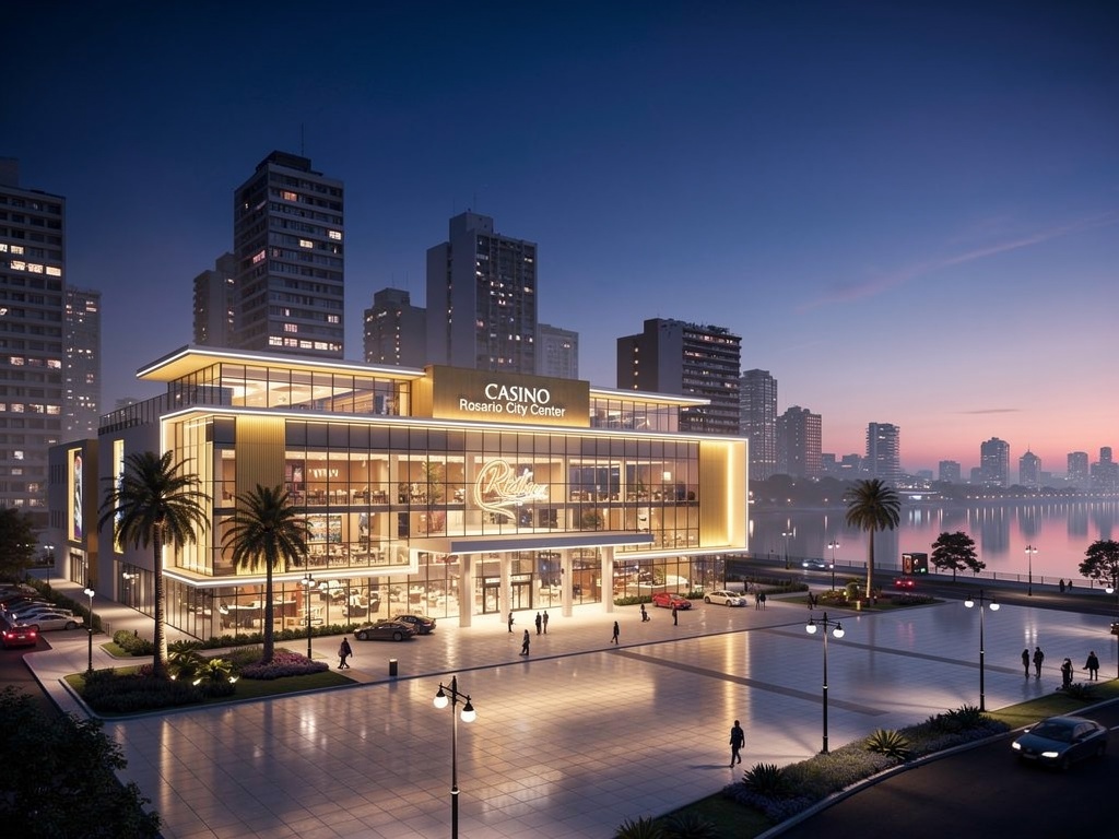 Casino City Center Rosario, Santa Fe — complejo de entretenimiento moderno al atardecer