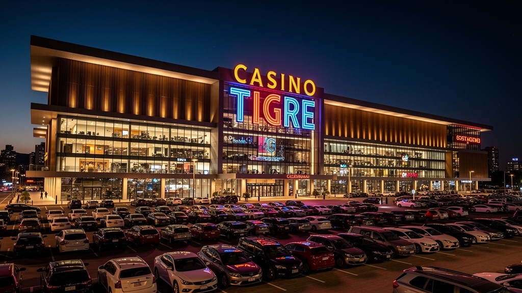 Trilenium Casino en Tigre, Buenos Aires — el casino más grande de Argentina, complejo iluminado de noche