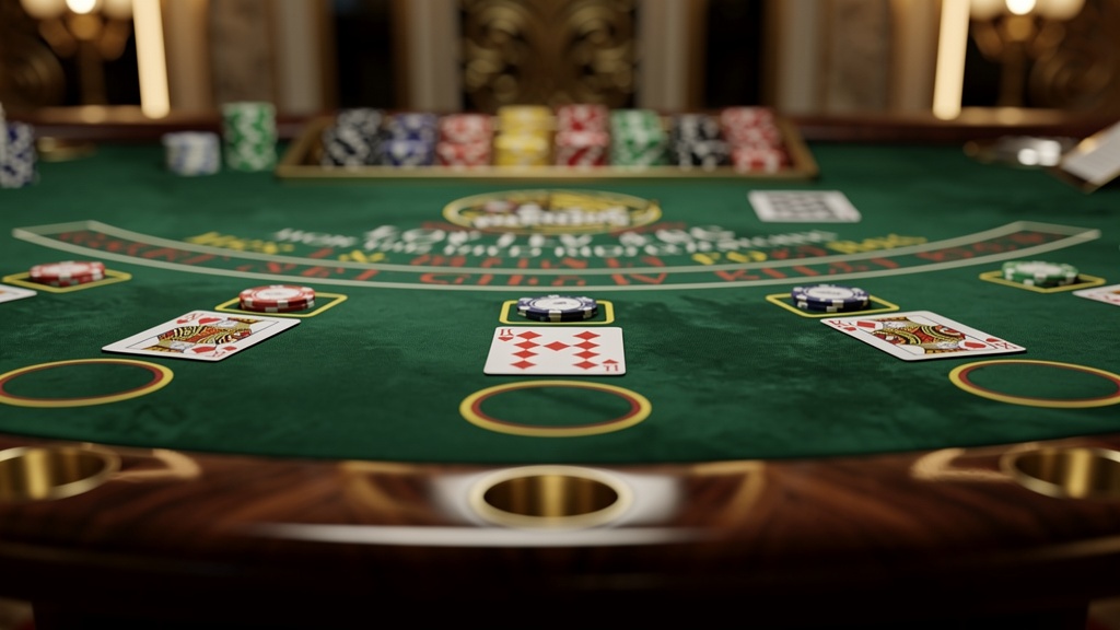 Mesa de blackjack con cartas en casino